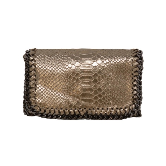 NWTGerman FuentesWomen's Metallic Leather Snakeskin Crossbody Clutch Bag